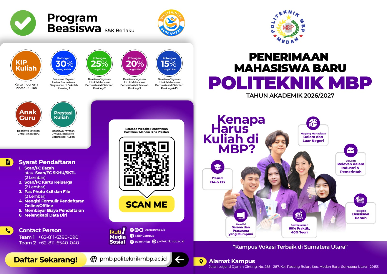 Penerimaan Mahasiswa Baru Politeknik MBP Tahun Akademik 2026-2027